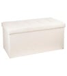 ATMOSPHERA - 2 en 1 Pouf pliant double et coffre de rangement Beige aspect Lin 76 x H 38 cm - vignette