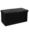 ATMOSPHERA - 2 en 1 Pouf pliant double et coffre de rangement Vinyle Noir  76.6 x H 37.5 cm - vignette