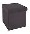 ATMOSPHERA - 2 en 1 Pouf pliant et coffre de rangement Velours Gris foncé 38 x 38 cm - vignette
