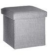 ATMOSPHERA - 2 en 1 Pouf pliant et coffre de rangement Gris clair aspect Lin 38 x 38 cm - vignette