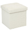 ATMOSPHERA - 2 en 1 Pouf pliant et coffre de rangement Beige aspect Lin 38 x 38 cm - vignette