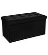 ATMOSPHERA - 2 en 1 Pouf pliant double et coffre de rangement Velours noir 76 x H 38 cm - vignette