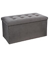 ATMOSPHERA - 2 en 1 Pouf pliant double et coffre de rangement Velours Gris foncé 76 x H 38 cm - vignette