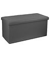 ATMOSPHERA - 2 en 1 Pouf pliant double et coffre de rangement Vinyle Gris 76.6 x H 37.5 cm - vignette