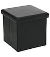 ATMOSPHERA - 2 en 1 Pouf pliant et coffre de rangement Vinyle Noir  38 x H 37.5 cm - vignette