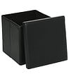 ATMOSPHERA - 2 en 1 Pouf pliant et coffre de rangement Vinyle Noir  38 x H 37.5 cm - vignette