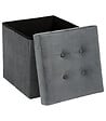 ATMOSPHERA - 2 en 1 Pouf pliant et coffre de rangement Velours Gris  38 x 38 cm - vignette