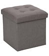 ATMOSPHERA - 2 en 1 Pouf pliant et coffre de rangement Gris Taupe aspect Lin 38 x 38 cm - vignette