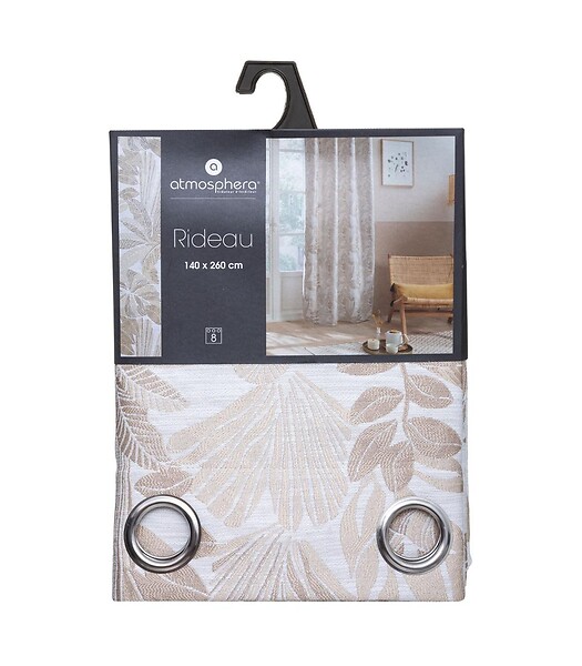 ATMOSPHERA - Rideau à œillets Jacquard Beige Lin 140 x 260 cm - large
