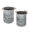 ATMOSPHERA - Lot de 2 Pots de fleurs Seau en métal Gris Vintage - vignette