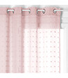 ATMOSPHERA - Voilage à œillets Rose motif petits pompons 140 x 240 cm - vignette
