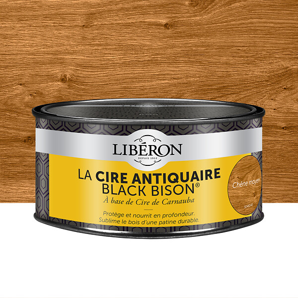 LIBERON - Cire antiquaire pâte Black Bison Chêne moyen Pot 0.5l - large