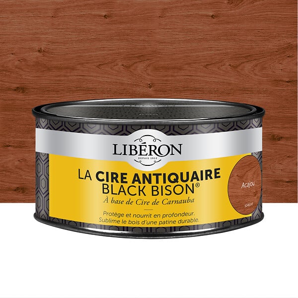 LIBERON - Cire antiquaire pâte Black Bison Acajou Pot 0.5l - large