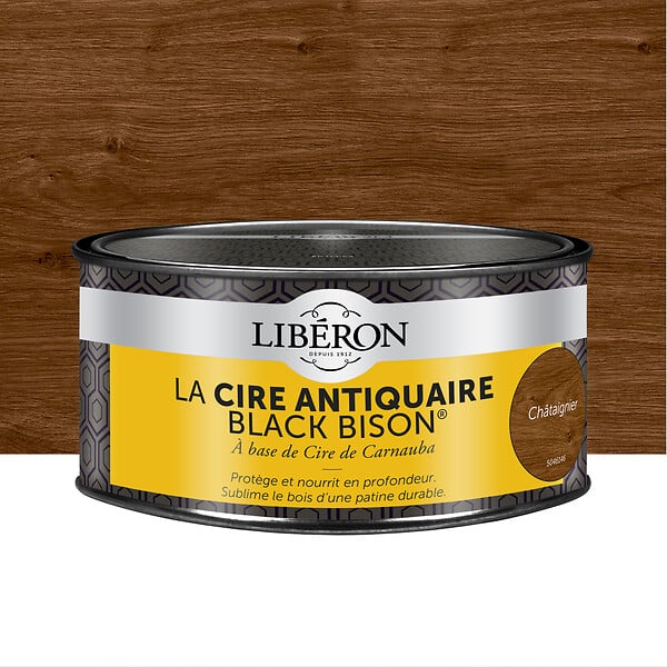 LIBERON - Cire antiquaire pâte Black Bison Châtaignier Pot 0.5l - large