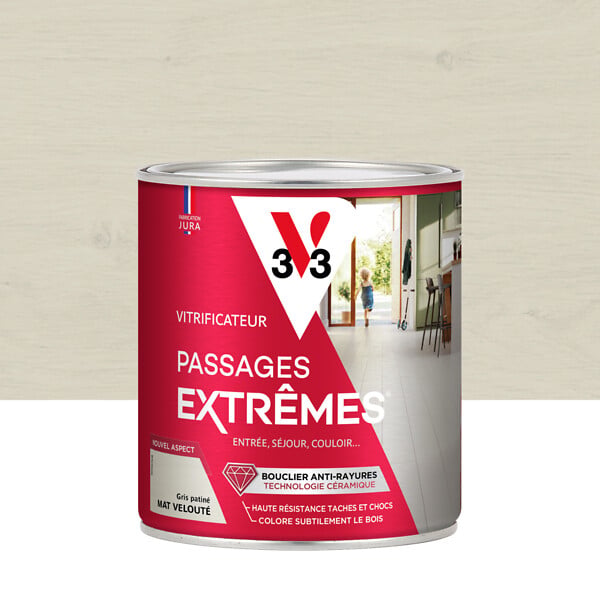 V33 BOIS - Vitrificateur parquet gris patiné - 0,75L - large