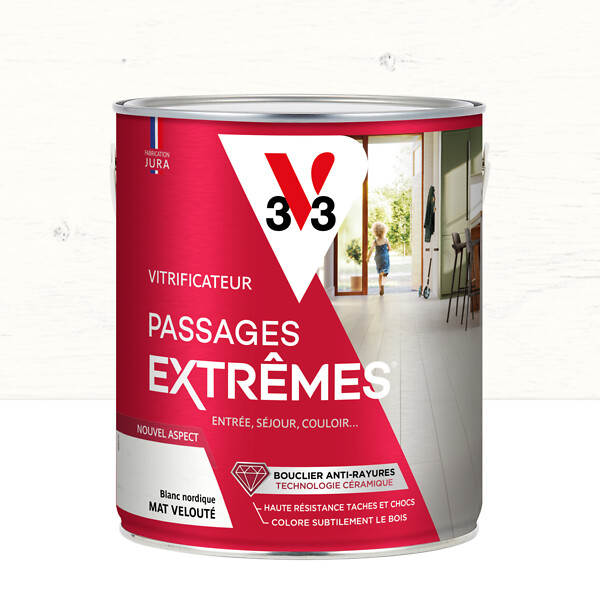 V33 BOIS - Vitrificateur passages extrêmes - Blanc nordique - 2,5L - large
