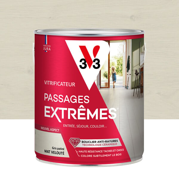 V33 BOIS - Vitrificateur passages extrêmes - Gris patiné - 2,5L - large