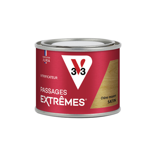 V33 BOIS - Vitrificateur passages extrêmes® chêne moyen satin 125 ML - large