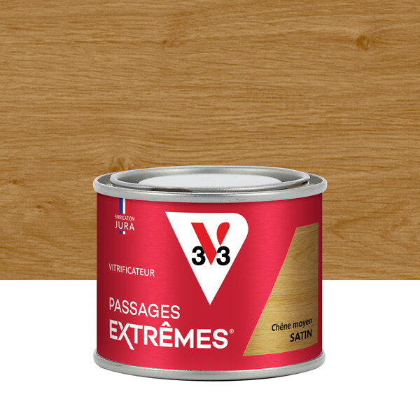 V33 BOIS - Vitrificateur passages extrêmes® chêne moyen satin 125 ML - large