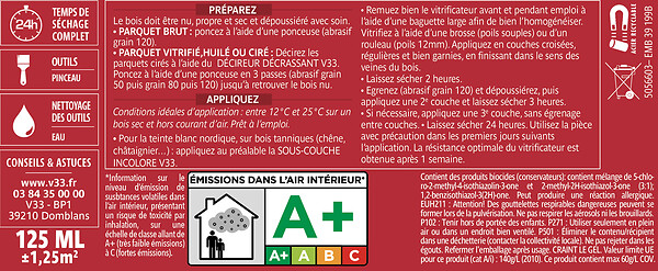 V33 BOIS - Vitrificateur passages extrêmes® gris patiné 125 ML - large