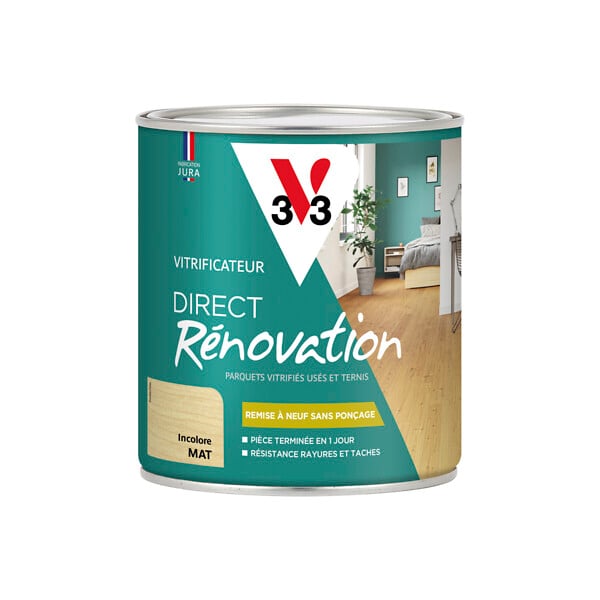V33 BOIS - Vitrificateur direct rénovation incolore mat 0.75 L - large