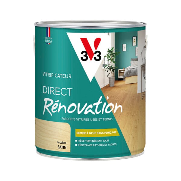 V33 BOIS - Vitrificateur direct rénovation - Incolore - Satin - 2.5L - large