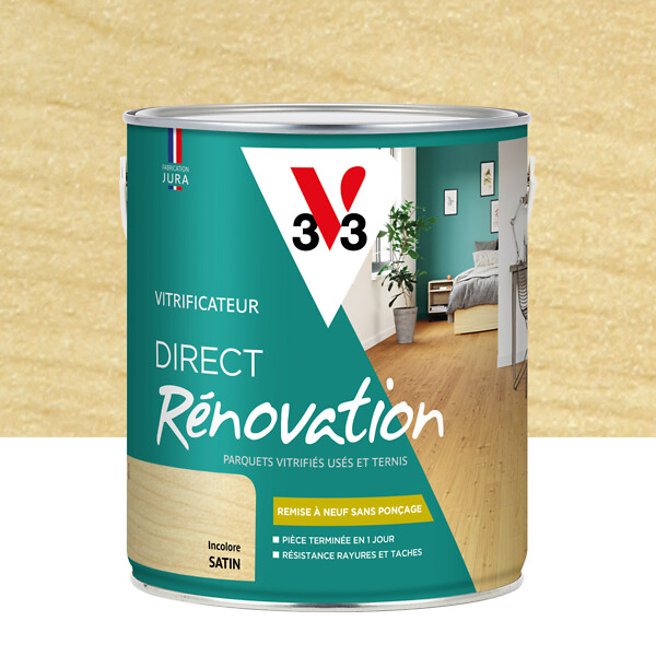 V33 BOIS - Vitrificateur direct rénovation - Incolore - Satin - 2.5L - large