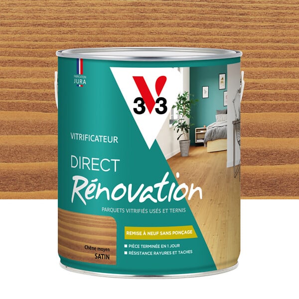 V33 BOIS - Vitrificateur parquet chêne moyen Satin - 2.5L - large