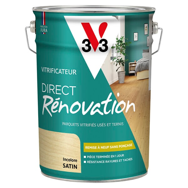 V33 BOIS - Vitrificateur direct rénovation - Incolore - Satin - 5L - large