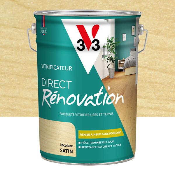 V33 BOIS - Vitrificateur direct rénovation - Incolore - Satin - 5L - large