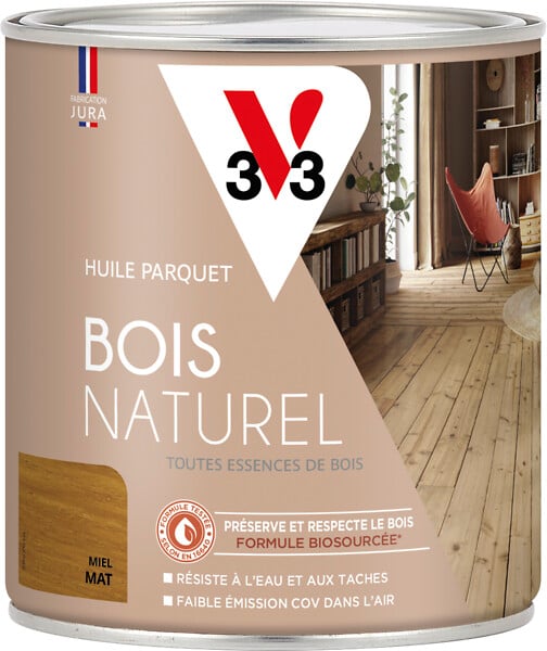 V33 BOIS - huile parquet bois naturel miel 0.75 L - large