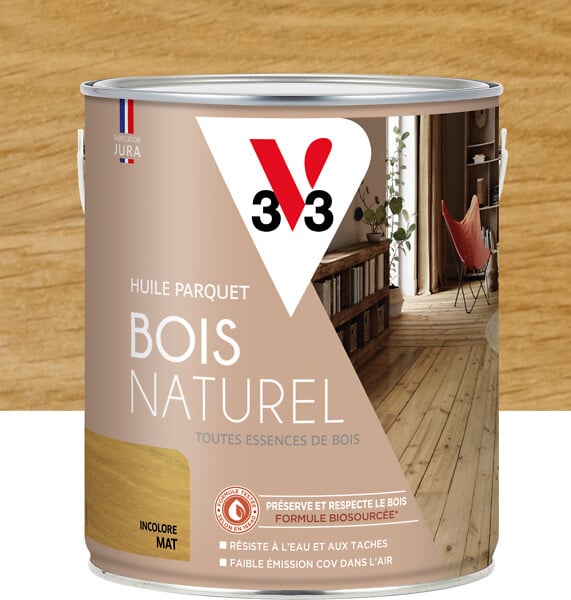 V33 BOIS - Huile protectrice pour parquet bois - V33 - Incolore - 2,5L - large