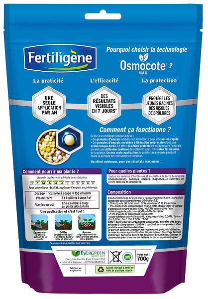 FERTILIGEN - Engrais longue durée Osmocote Max - 700g - Pour 45 plantes - large