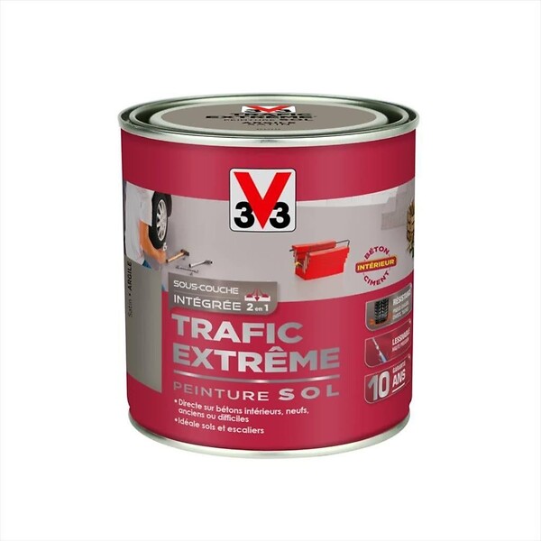 V33 PEINTURE - Peinture sol Trafic Extrême satin argile 0.5 L - large