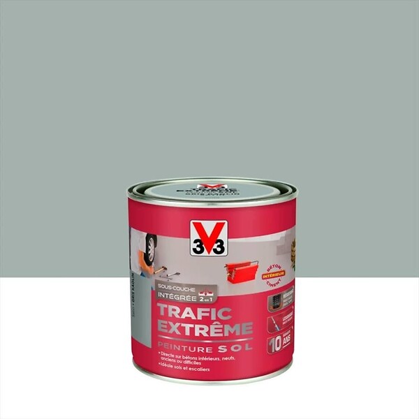 V33 PEINTURE - Peinture sol Trafic Extrême satin gris kaolin 0.5 L - large