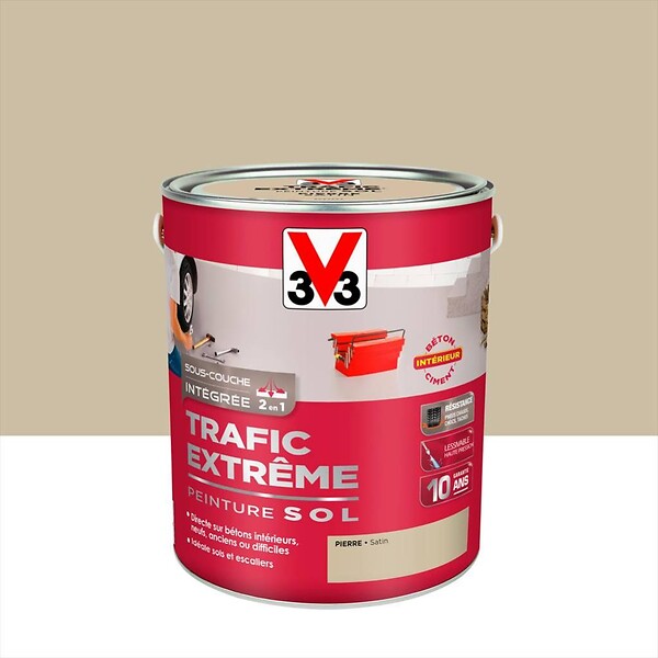 V33 PEINTURE - Peinture sol exterieur Trafic extreme - Pierre satin - 2.5L - large