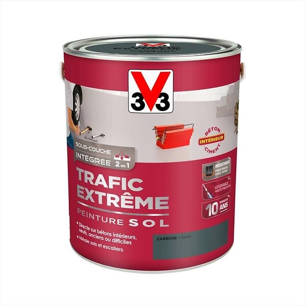V33 PEINTURE - Peinture sol exterieur Trafic extreme - Carbone satin - 2.5L - large