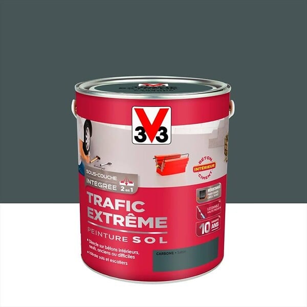V33 PEINTURE - Peinture sol exterieur Trafic extreme - Carbone satin - 2.5L - large