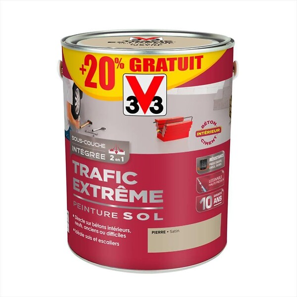 V33 PEINTURE - Peinture sol exterieur Trafic extreme - Pierre satin - 3L - large