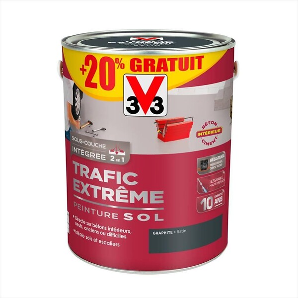 V33 PEINTURE - Peinture sol exterieur Trafic extreme - Graphite satin - 3L - large