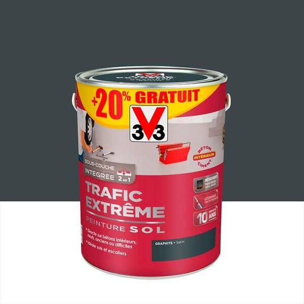 V33 PEINTURE - Peinture sol exterieur Trafic extreme - Graphite satin - 3L - large