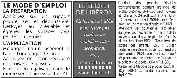 LIBERON - Peinture murale velours - Caséine - Blanc Calicot - 125ml - large
