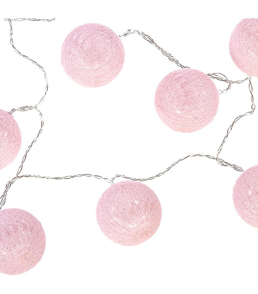 ATMOSPHERA - Guirlande décorative à piles 10 LED Boules en Coton Rose D 6 x L 165 cm - large