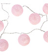 ATMOSPHERA - Guirlande décorative à piles 10 LED Boules en Coton Rose D 6 x L 165 cm - vignette