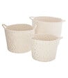 ATMOSPHERA - Lot de 3 Paniers de rangement blanc ivoire et doré chambre enfant - vignette
