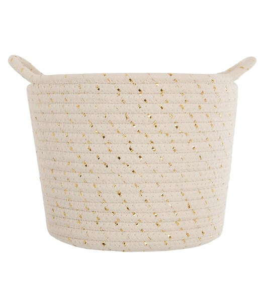 ATMOSPHERA - Lot de 3 Paniers de rangement blanc ivoire et doré chambre enfant - large