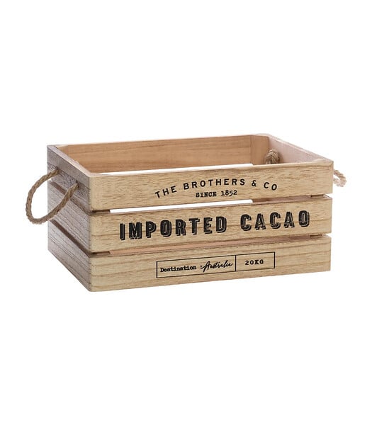 ATMOSPHERA - Lot de 3 Caisses de rangement Cagettes en Bois naturel et Corde - large