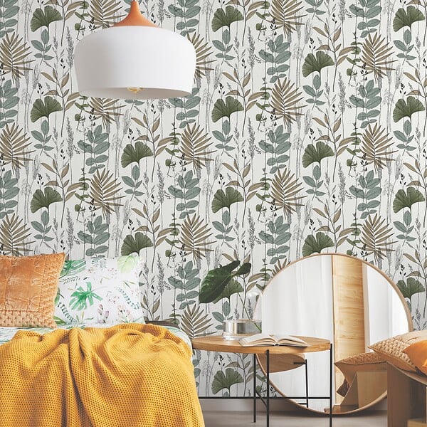 LUTECE - Papier peint vinyle graminée exotique - Vert - large