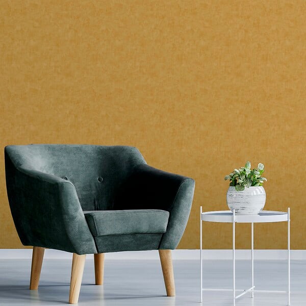 LUTECE - Papier peint vinyle effet Tadelakt moutarde - 10,05m x 53cm - large
