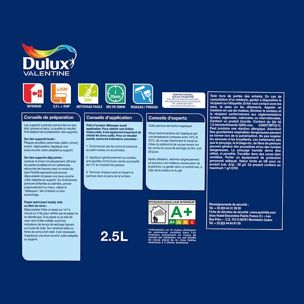 DULUX VALENTINE - Peinture Plafond Facile Dulux Valentine Mat Blanc 2.5L - large